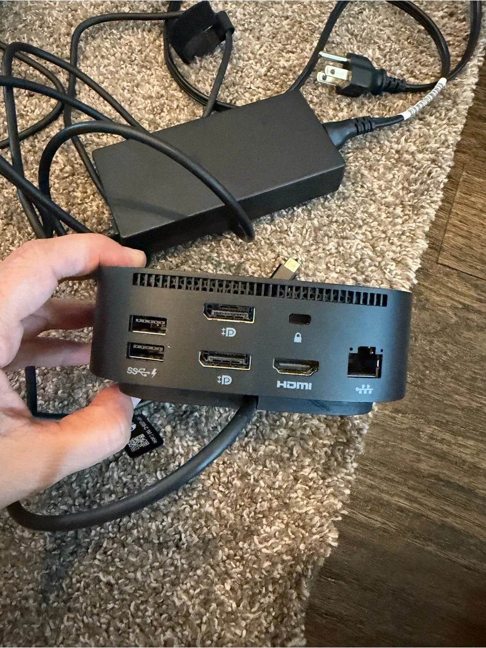 HP Black USB-C Docking Hub with Power Adapter and Cables